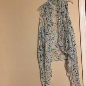 Pretty Gauzy Sleeveless Long Front Shirt Sz M